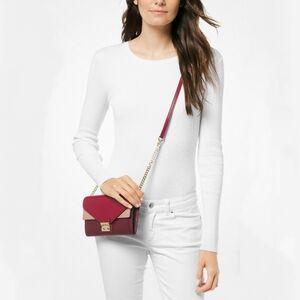 Michael Kors Sloan Convertible Color-Block Leather Chain Crossbody Wallet